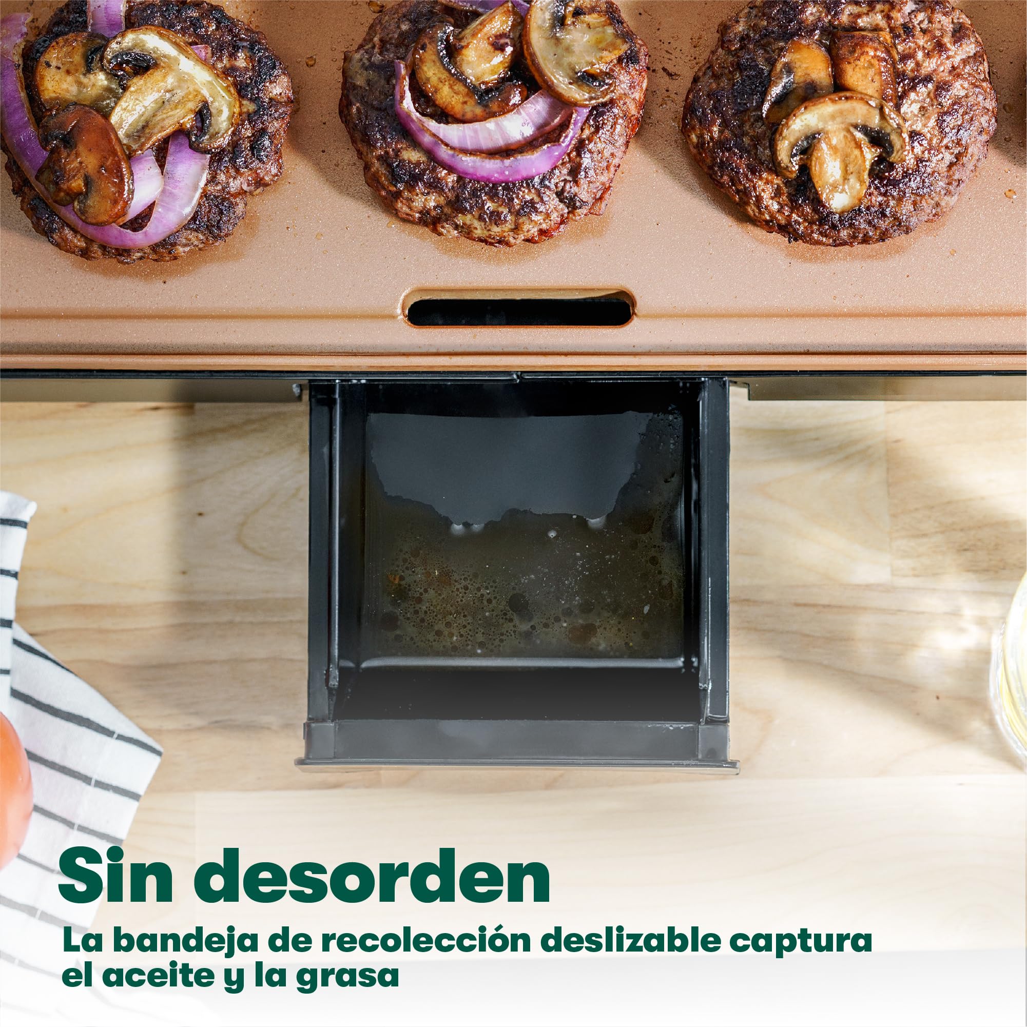 bella XL plancha eléctrica de titanio cerámico. Prepara 15 huevos a la vez, revestimiento antiadherente Healthy-Eco, fácil de limpiar, superficie de cocción retráctil grande de 30,5 x 56 cm