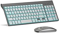 Vista 8 de Topmate, mouse USB inalámbrico ultradelgado portátil y teclado inalámbrico (Negro/ blanco), Blanco