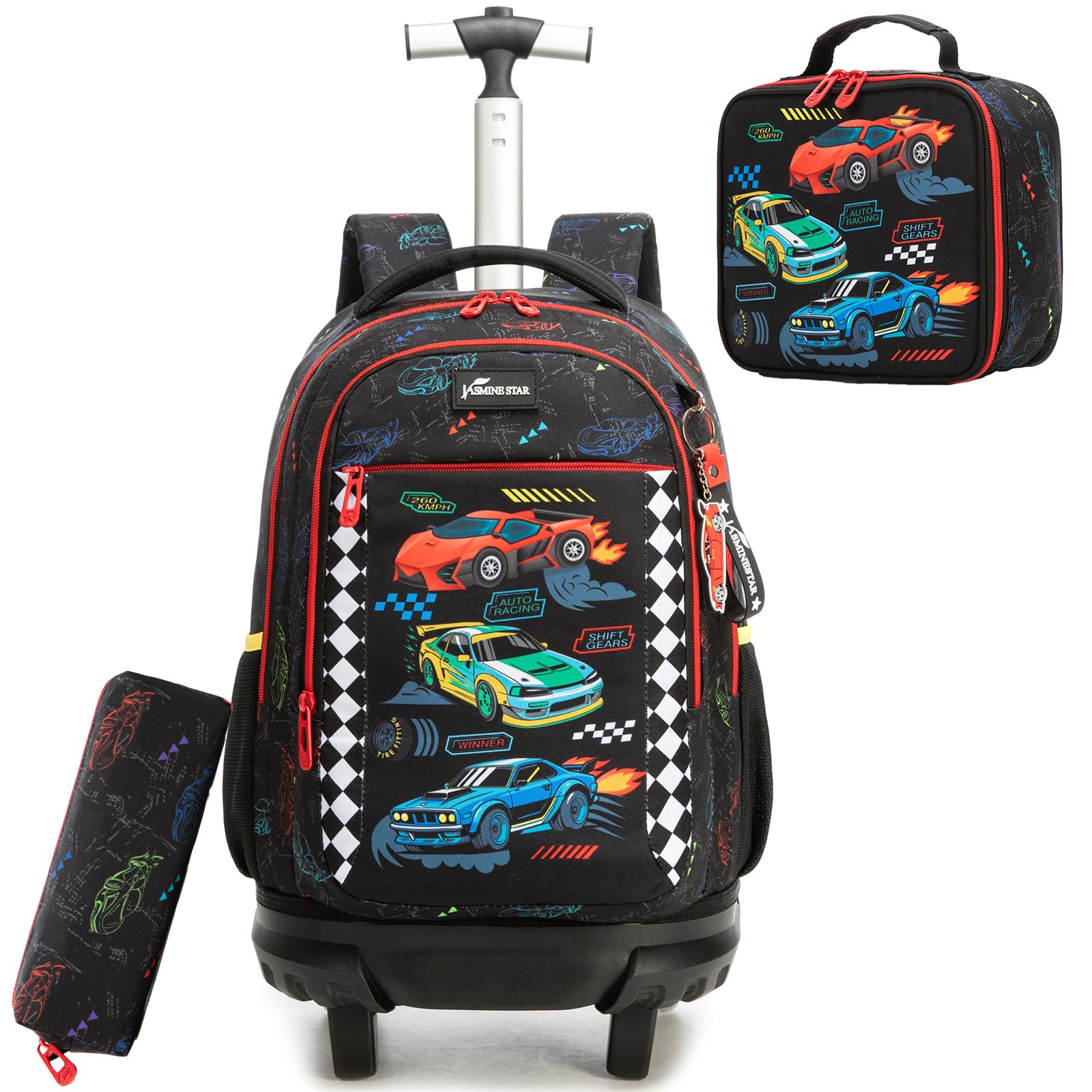 HTgroce Mochila con Ruedas Niña – Set 3 en 1 con Estuche y Bolsa de Almuerzo – Carrito Escolar Ergonómico para Primaria – Trolley Infantil para Colegio y Viaje