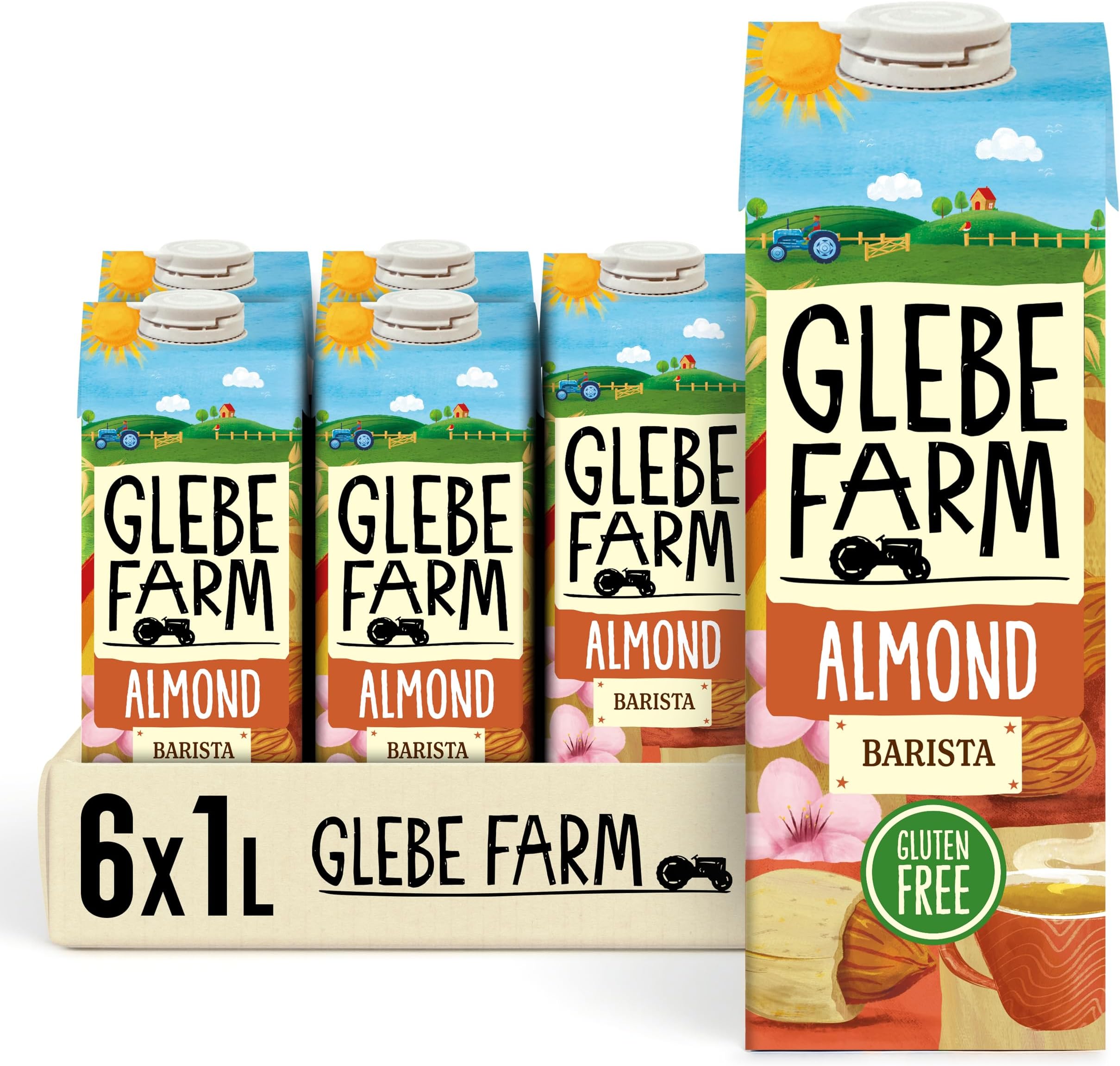 – Gluten Free Barista Almond Milk, Healthy Dairy Free Milk, Unsweetened Milk, Barista Grade Coffee Creamer, With No Added Sugar, Tasty Drink, 6 x 1 litre