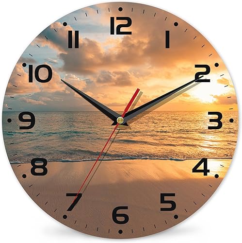 Miniatura 16 de Reloj de pared con flores de primavera de acuarela, vintage de madera, silencioso, sin tictac, que funciona con pilas con números arábigos, Acuarela