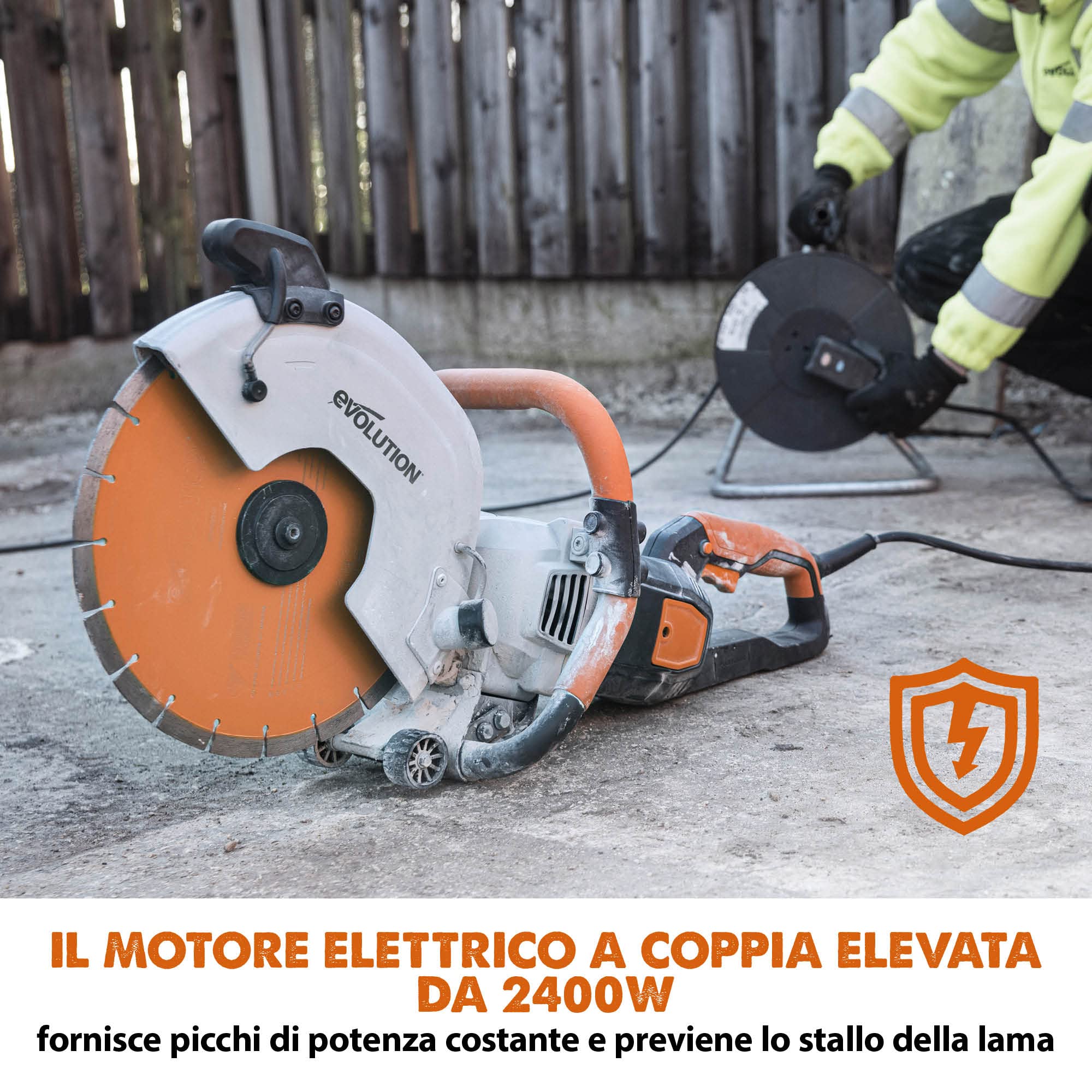 Evolution R300DCT+ 300 mm Sega da cemento - Motore da 2.400 W, non a benzina, capacità di taglio 115 mm, lama diamantata premium inclusa, troncatrice, troncatrice per ferro