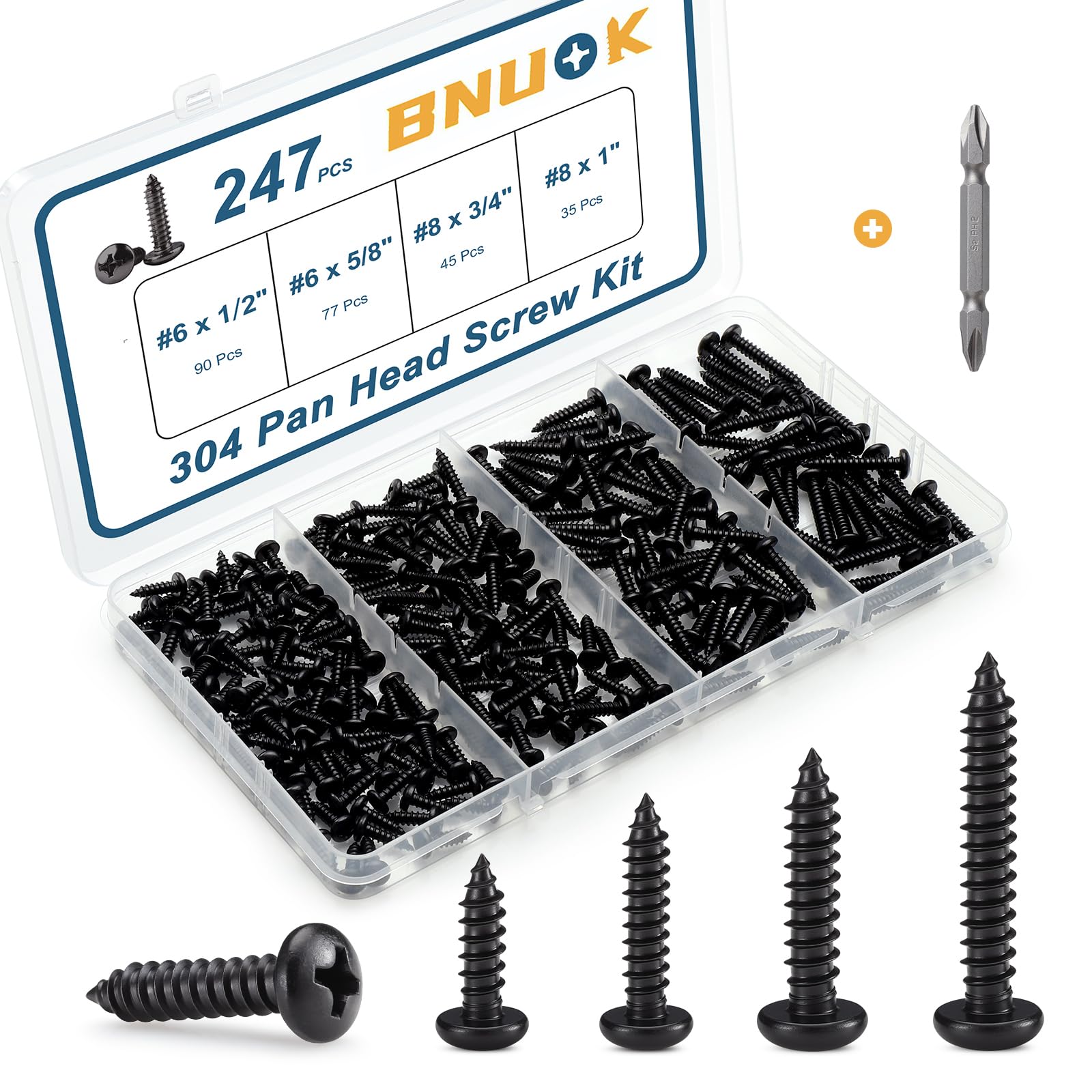Stainless Steel Screws Kit - 247 Pcs Self Tapping -12