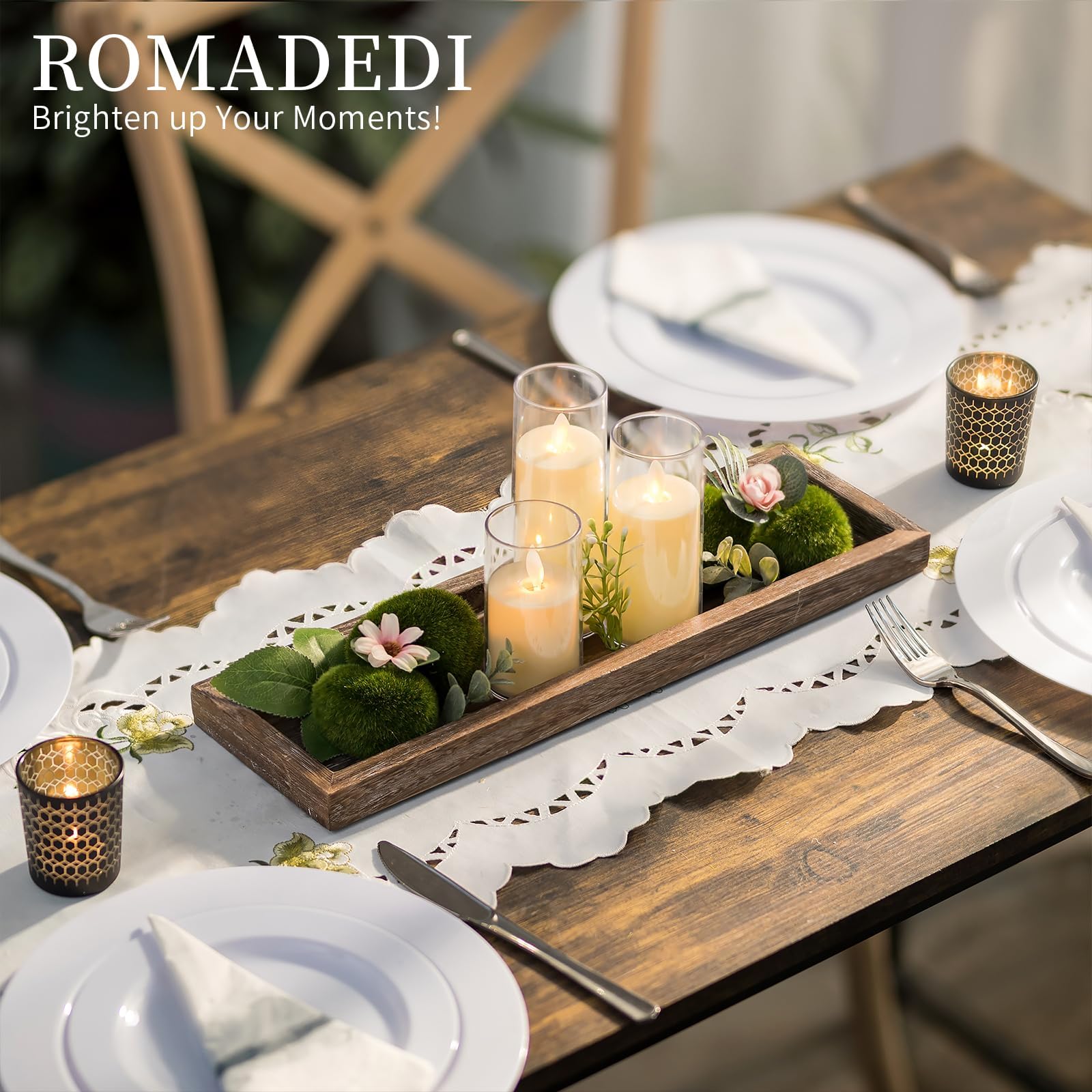 Set 4 Portacandele In Legno Di Bambù - Piattini Decorativi Per Casa, Matrimoni E Spa - Foto 5