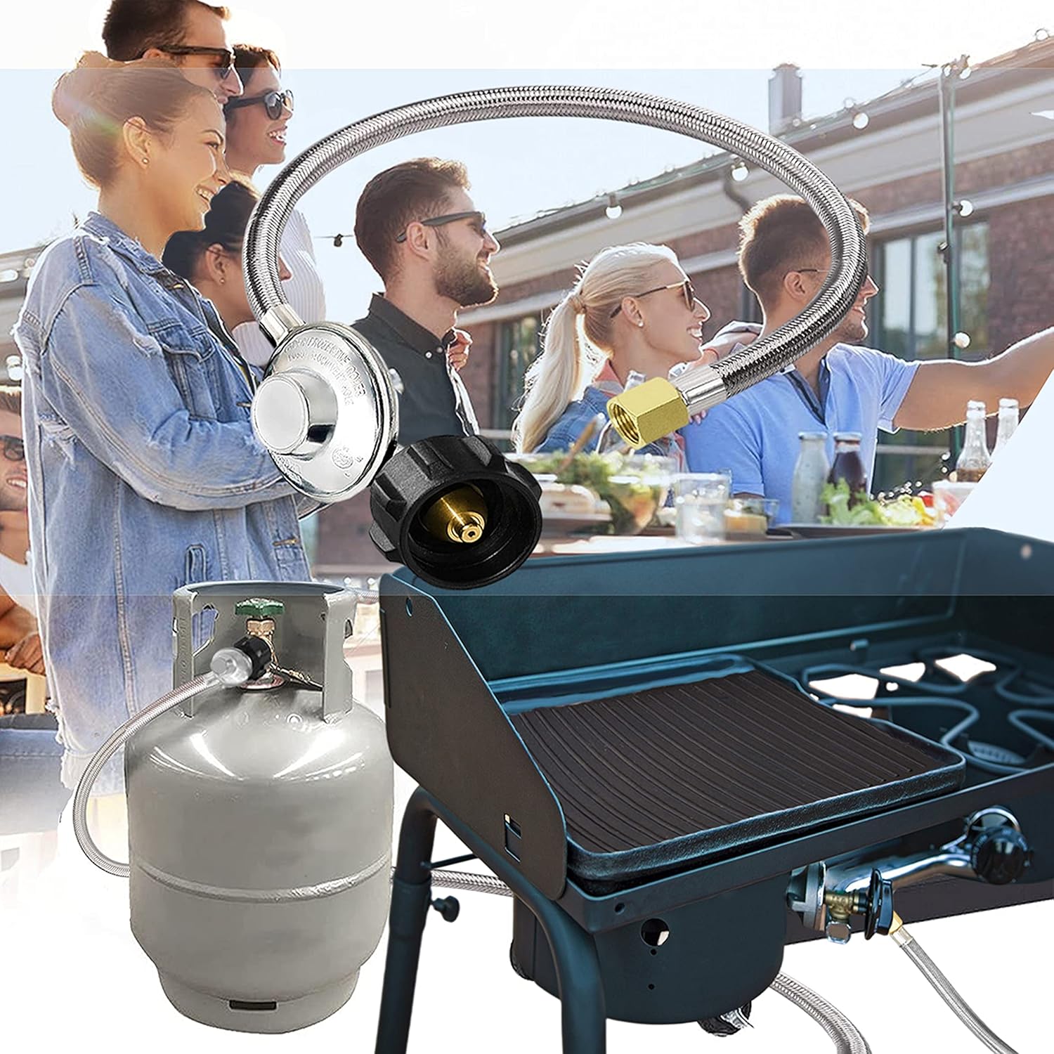 12FT Propane Hose with Regulator Universal for Low Pressure Portable Grill, Propane Patio Heater, Fire Pit, Weber, Charbroil, Nexgrill Grill