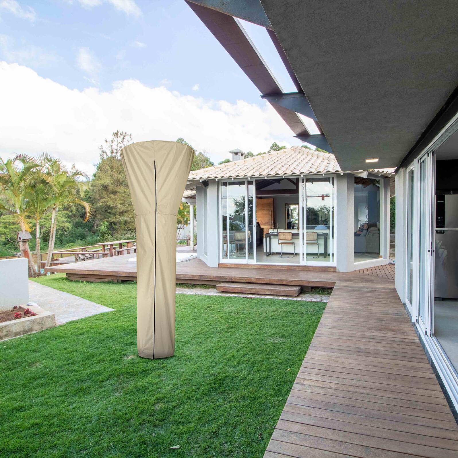 UPKOCH Calentador Protección Plegable Oxford Completa Resistente Tela en Funda de de Patio para Muebles de Jardín Días Fríos
