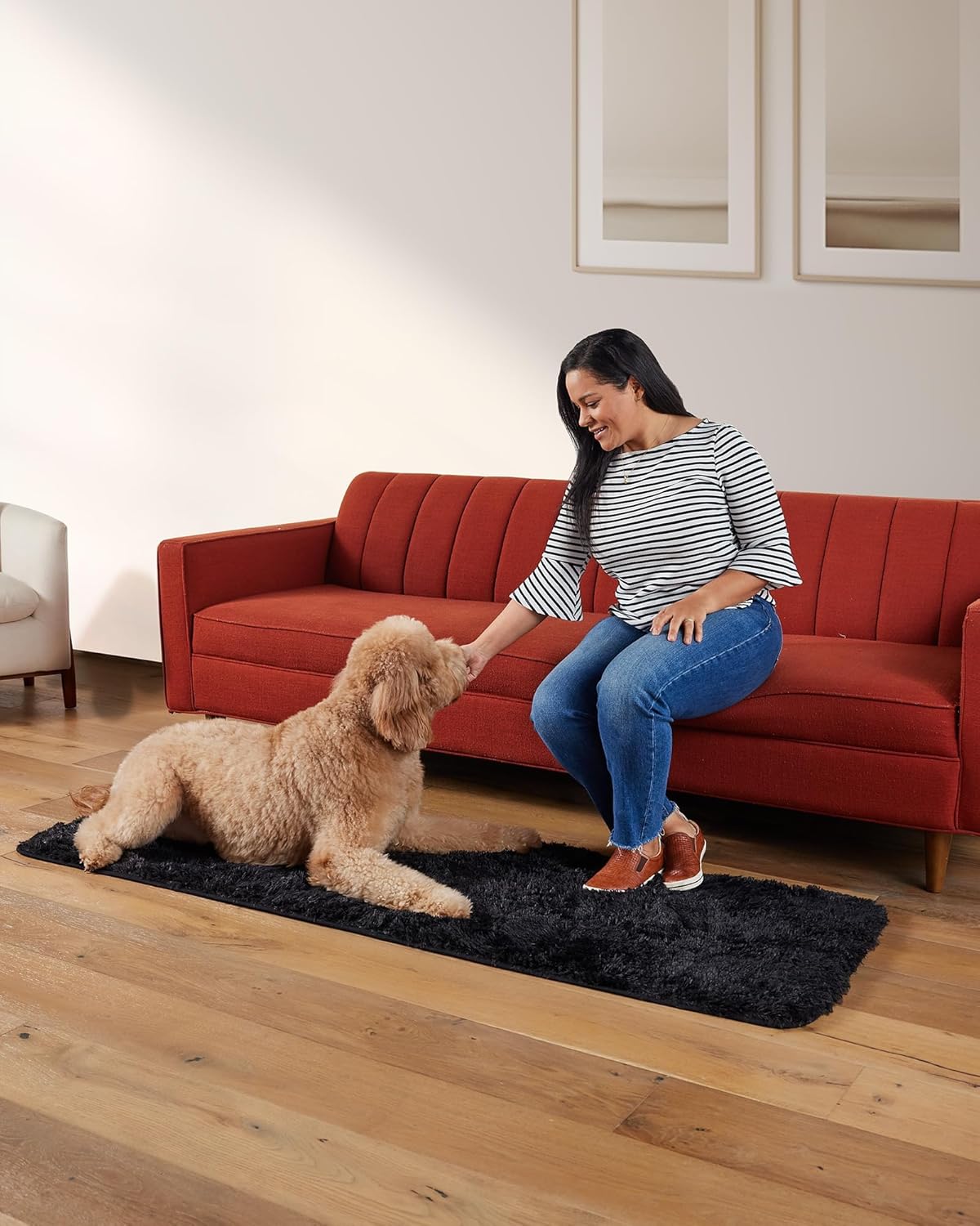 Ophanie Runner Rug for Hallway, 2x6 Bedroom Black Runner Rugs, Non Slip Fluffy Soft Shaggy Bedside Carpet for Kids Girls Boys Home Decor Aesthetic, Dorm Nursery - Image 5