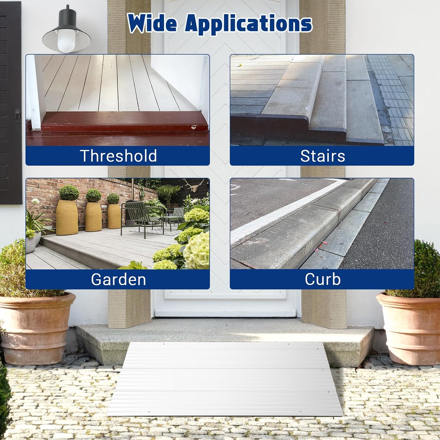 Garvee 3" Rise Door Threshold Ramp,Aluminum Alloy Entry Ramp for Wheelchair Scooters Power Chairs Walkers