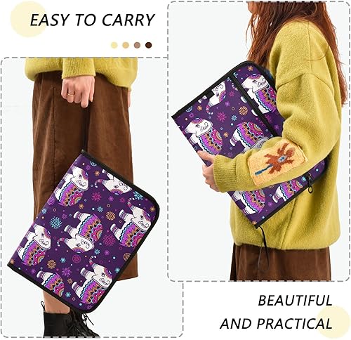 Miniatura 4 de susiyo Carpeta de archivo expandible con patrón de elefante púrpura tribal, carpeta de archivo de acordeón tamaño carta A4 de 13 bolsillos