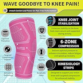 Knee Brace for Meniscus Tear 2 Pack, Knee Compression Sleeve for Men and Women, Knee Support for Arthritis, Swelling, Inflammation, ACL, Pain Relief, Running, Workout, Sports and Recovery Pink XL