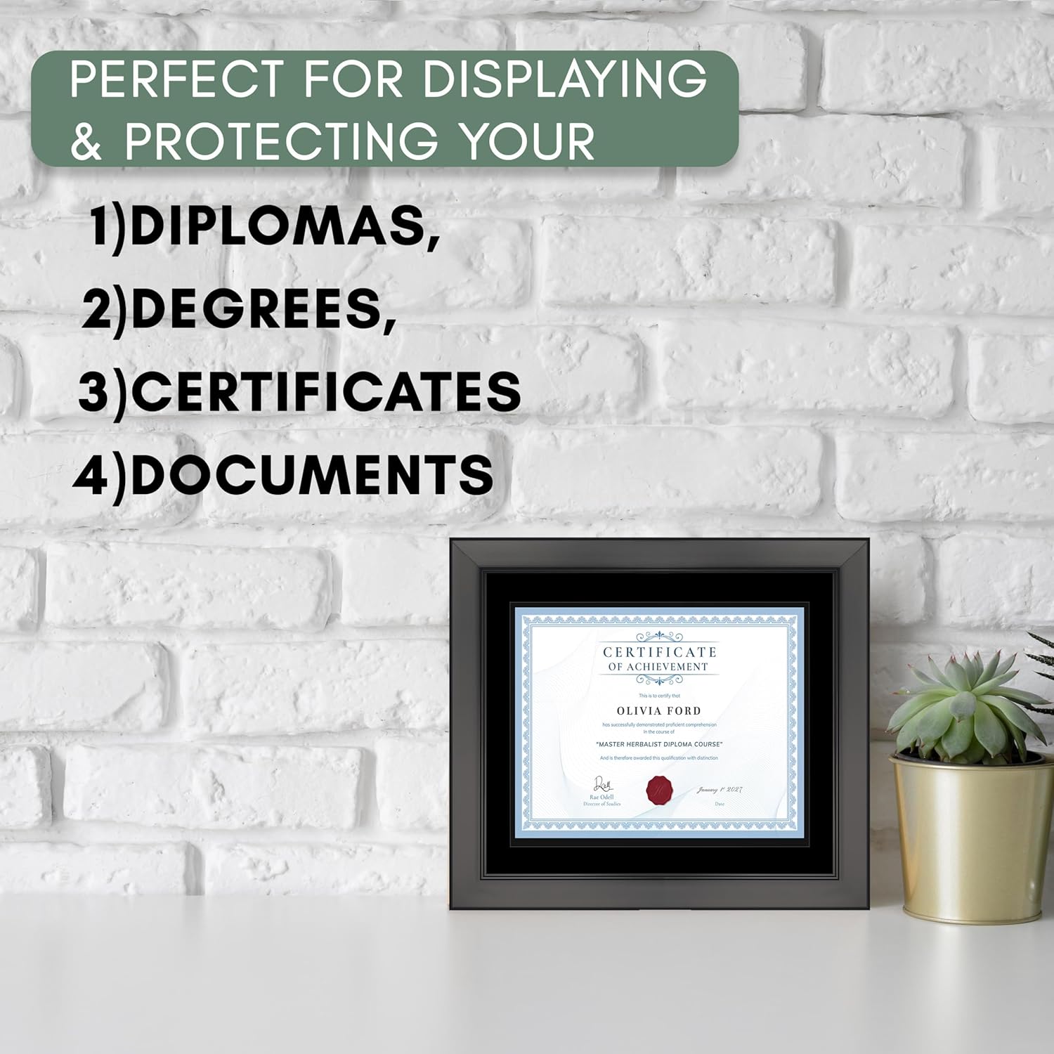 CountryArtHouse 16x19 Black Diploma Frame Solid Wood - Black on Black Double Mat - Displays 12x15 Diplomas with Mat or 16x19 Inch Without Mat - with Acrylic Front and Foam Board Backing