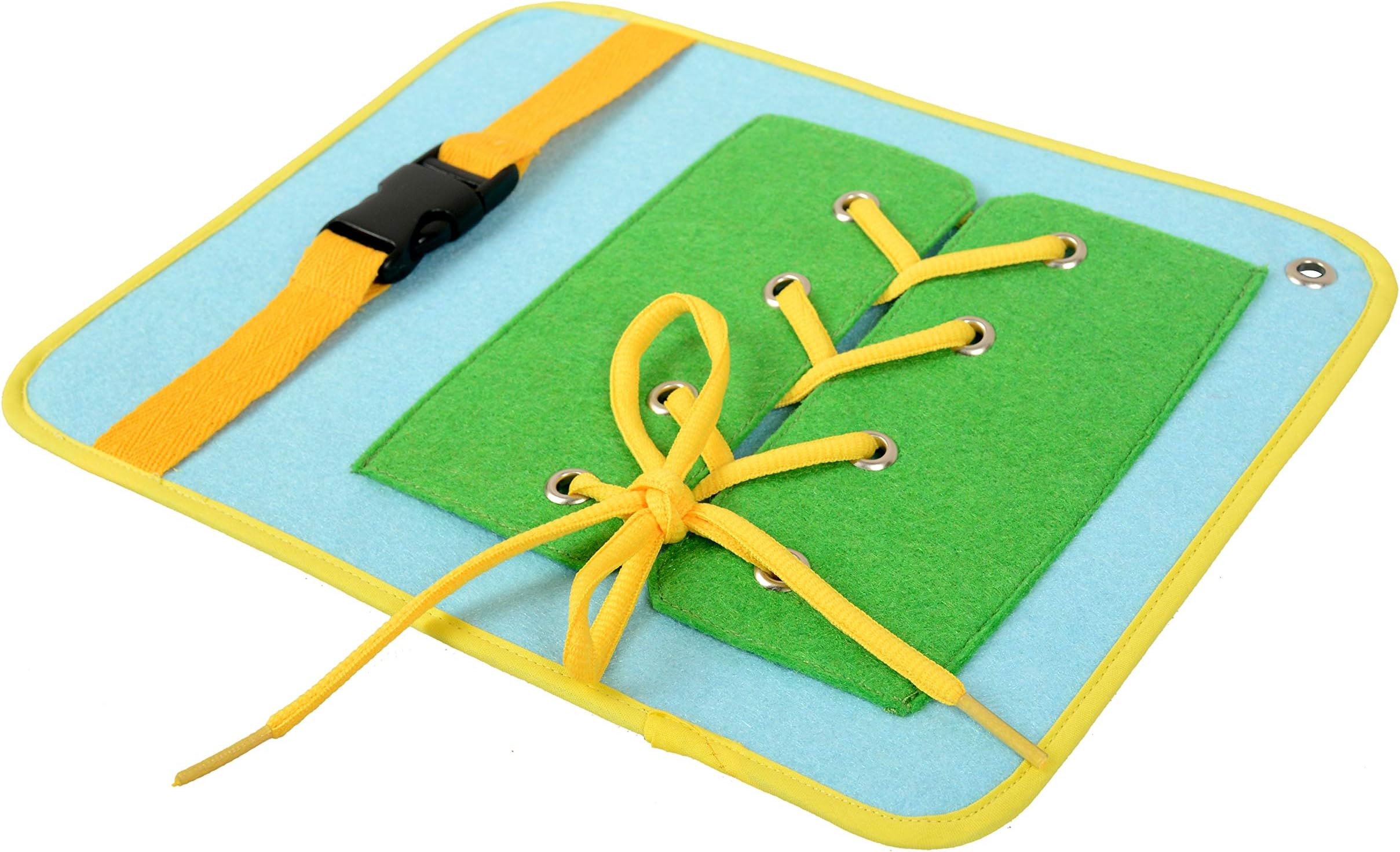 Yoovi Montessori Learn to Dress Boards Toddler Felt Busy Boards Kids Quiet Felt Book Page Educational Baby Travel Toys Early Learning Basic Life Skills Soft Toy (Buckle & Lace)