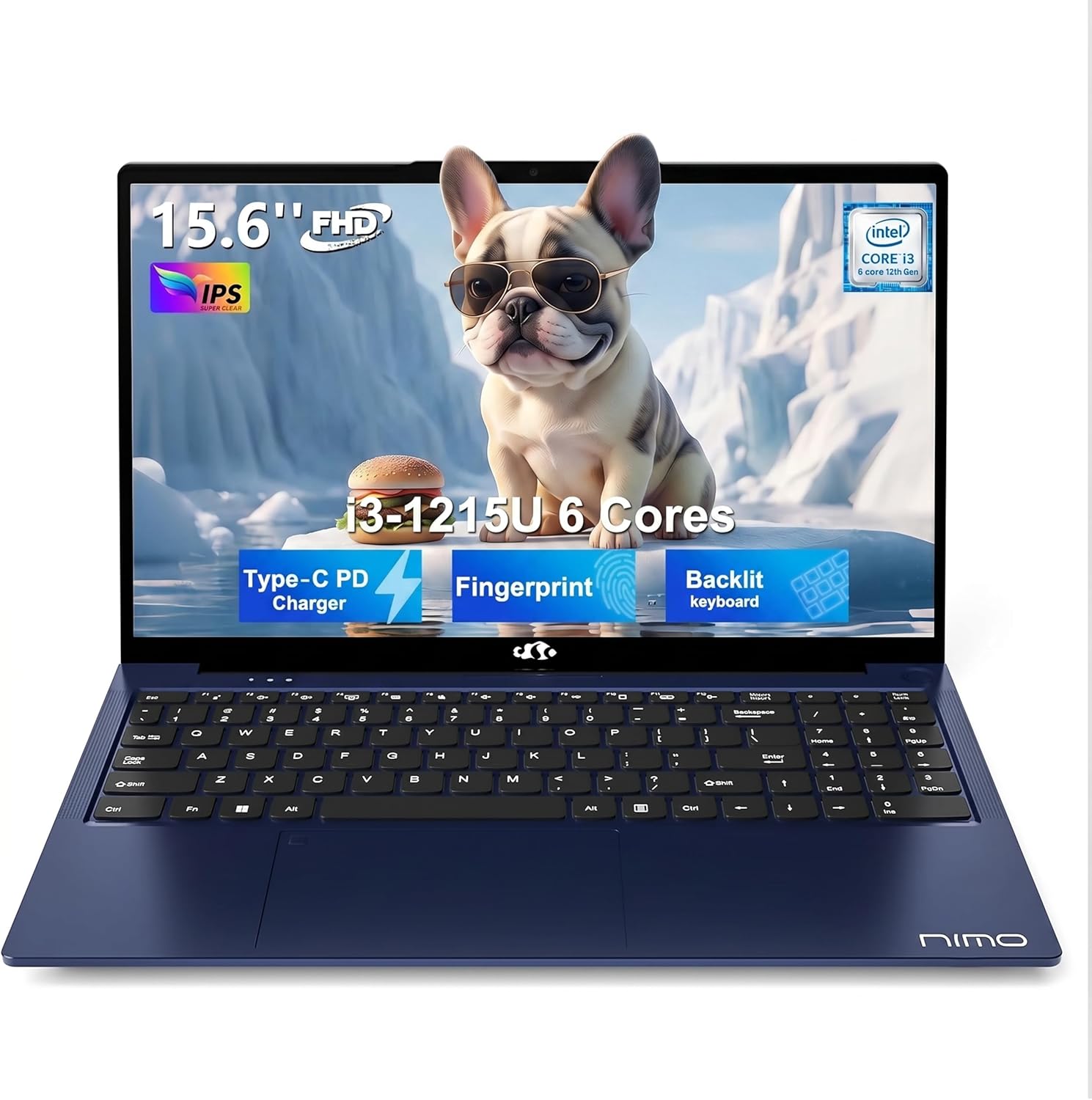 NIMO 15.6" FHD IPS Laptop, Core i3-1215U(Beats i5-1135G7, Matches i7-1165G7), 8GB RAM 256GB SSD, Backlit Keyboard, Fingerprint Reader, WiFi 6, Thin & Lightweight Laptop for Students, Home & Business