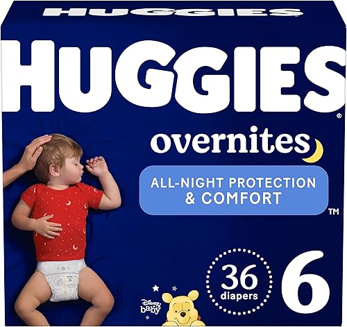 Miniatura 20 de Pañales Huggies Size 4 Overnites: Pañales de noche, talla 4 (22-37 libras), 100 unidades, el empaque puede variar