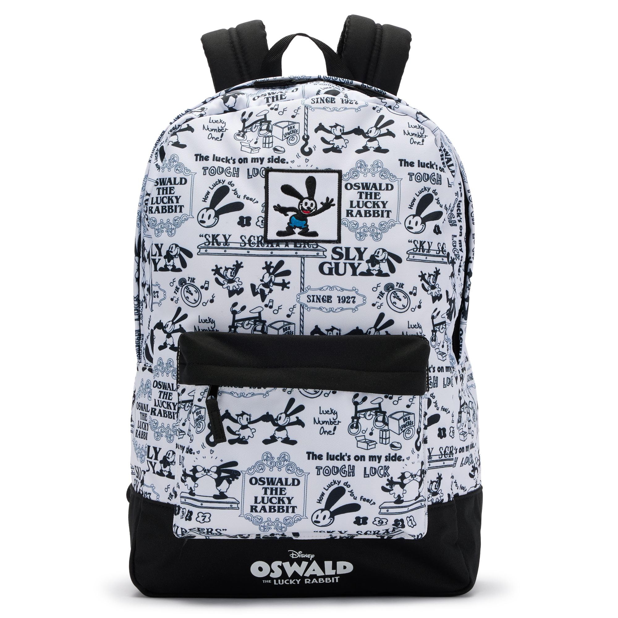 Disney Store Official Oswald the Lucky Rabbit Backpack - Black & White Backpack with an Allover Print Pattern of Oswald & Ortensia - Perfect Disney