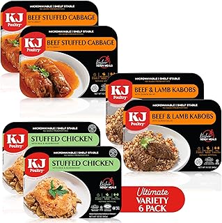 KJ Poultry Kosher Ready Meals - (6 Pack Ultimate Variety - Beef & Chicken) Prepared Entree Fully Cooked, Shelf Stable Microwave Dinner Travel Military Camping Emergency Survival Protein