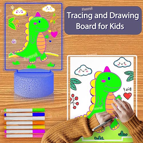 Miniatura 6 de Fanrui Luz nocturna reescribible tablero de mensajes personalizado lámpara de mesa alimentada por USB 7 bolígrafos borrables y control remoto