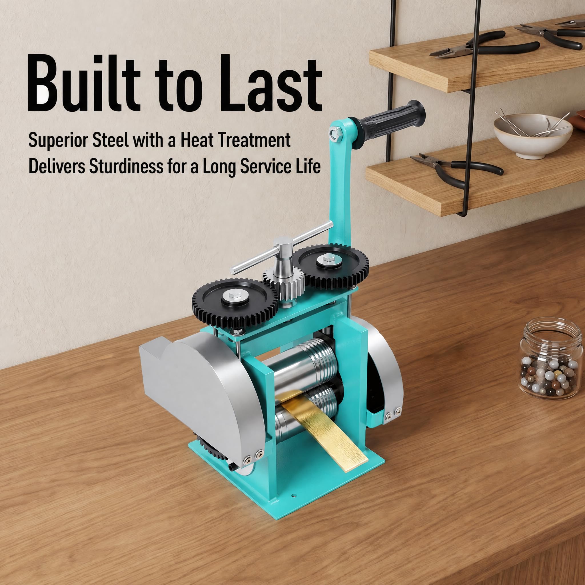 IRVINAW 3 en 1 Handwalzwerk Schmuckwalzmaschine Kombinationswalzwerk Metallwalzwerk Manuelle Laminadora 1:6 Relación de transmisión para joyerías y bricolaje