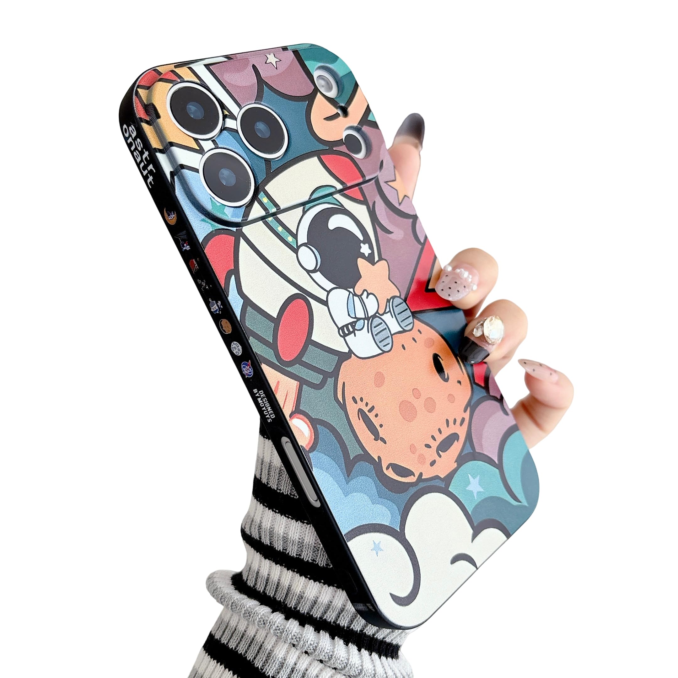 Yonds Queen Funda compatible con iPhone 17 Pro Max, diseño de astronauta y planeta espacial de dibujos animados elegante y suave a prueba de golpes funda de moda (planeta, iPhone 17 Pro Max)
