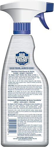 Vista 7 de Bar Keepers Friend Limpiador y pulidor en aerosol para acero inoxidable (2 x 750 ml) Elimina huellas de grasa, manchas de agua dura, mugre