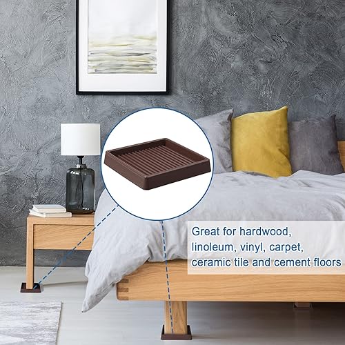 Miniatura 4 de Paquete de 20 almohadillas antideslizantes para muebles de 3 x 3 pulgadas cuadradas de goma para ruedas con agarre antideslizante en el suelo