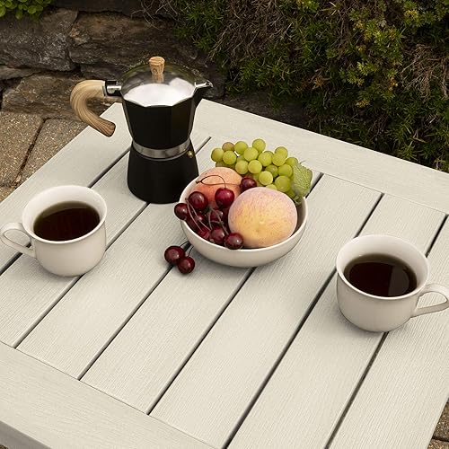 Miniatura 10 de Highwood Lehigh - 2 sillas de jardín con 1 mesa auxiliar cuadrada, juego de 3 piezas, color blanco lavado