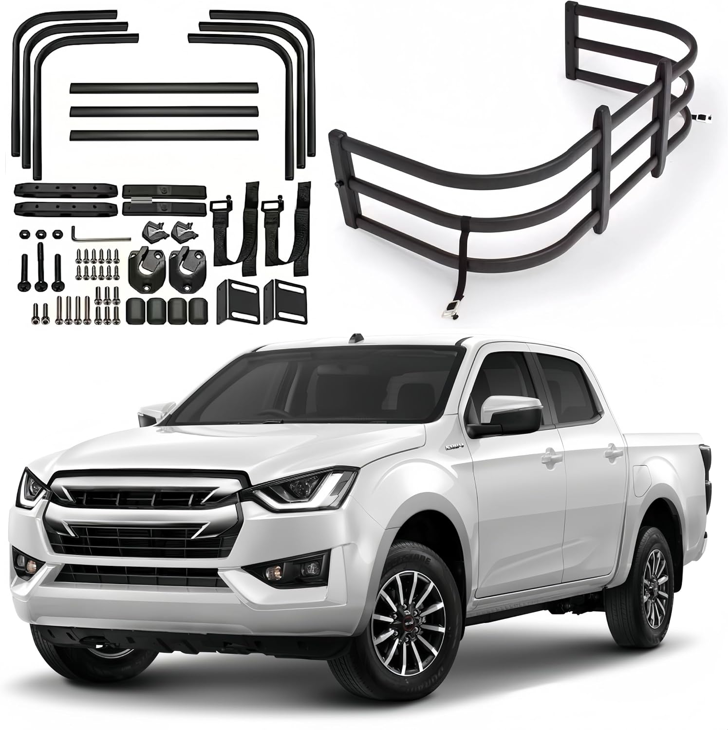 Truck Pickup Bed Extender Kit Compatible with Isuzu D-Max DMAX 2019-2024 Accessories Tailgate Stowable Collapsable