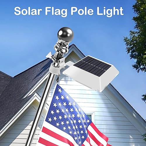 Miniatura 2 de Luz solar para mástil de bandera, luz blanca brillante de 6000 K, funciona con energía solar para mástil de bandera de 5 pies y 6 pies, luces
