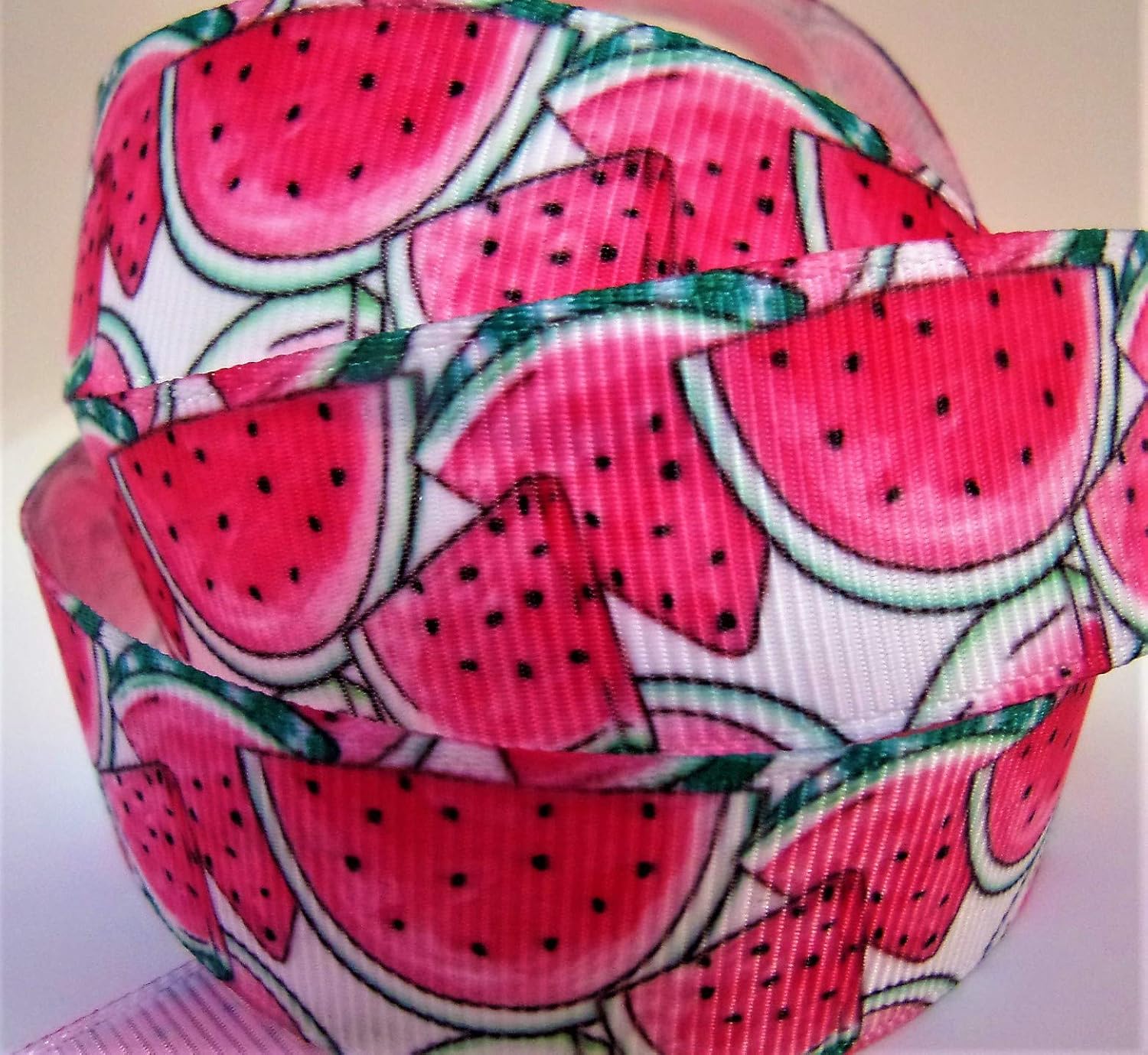 Grosgrain Ribbon - Trendy Summer Watermelon Print - 7/8 Wide, 10 Yards. for Hair Bows, Decorating & Summer Crafts