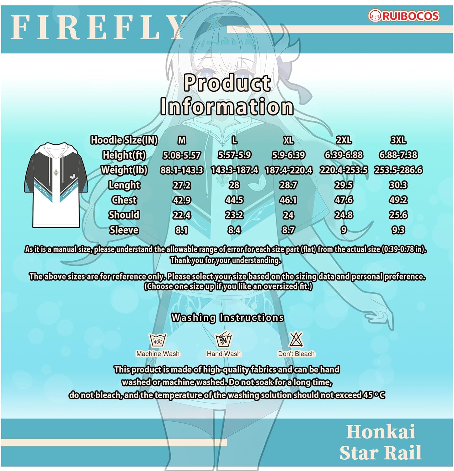 RUIBOCOS FireflySeries Impression Hoodie Shorts Daily Set Costume Unisex