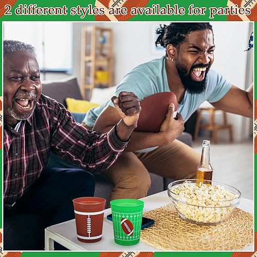 Miniatura 7 de Norme 24 vasos de plástico grueso de fútbol  reutilizables de 16 onzas con diseño de bola para decoración de fiestas y eventos