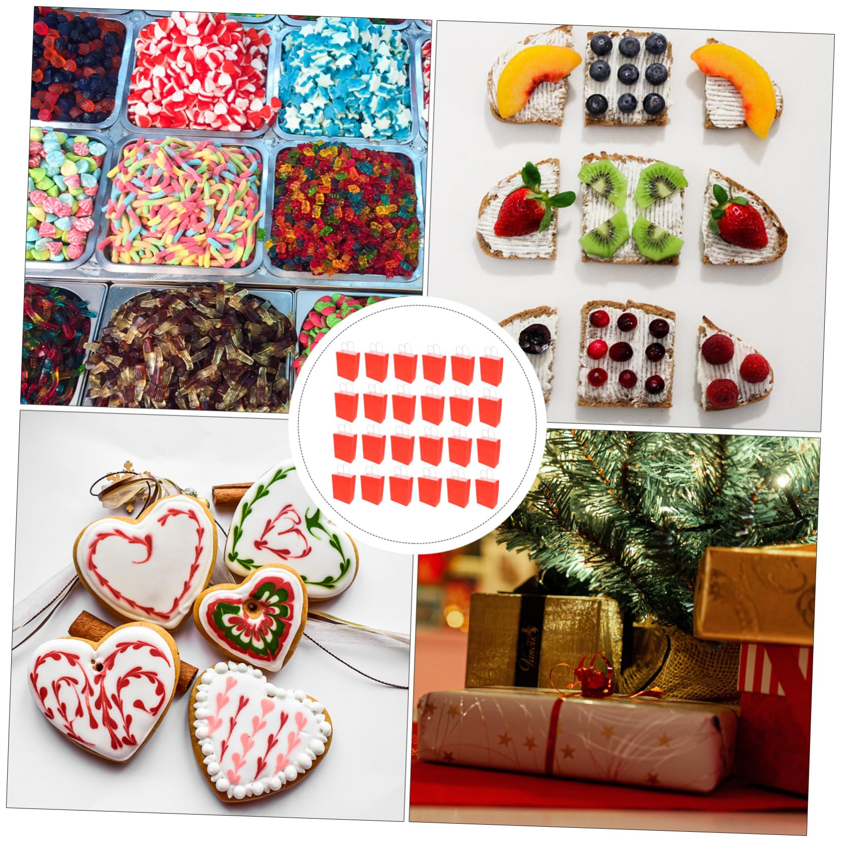 Beaupretty 75 Pièces En Papier Kraft Rouge Sachets De Bonbons En Papier Kraft Sacs De Collation De Sacs En Fourre-tout En De Noël à Emporter Rouges