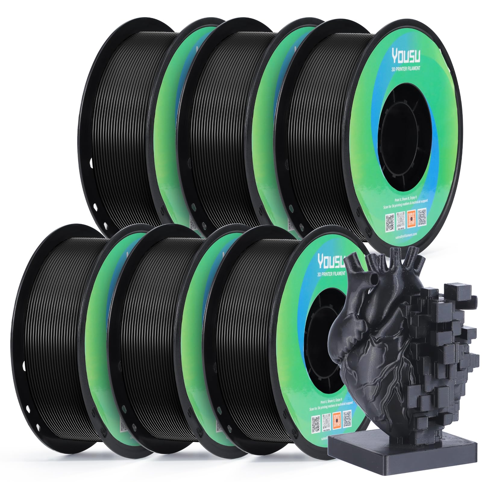 YOUSU Black PETG Filament - 1kg for 3D Printing -18 YOUSU Black PETG Filament - 1kg for 3D Printing -18