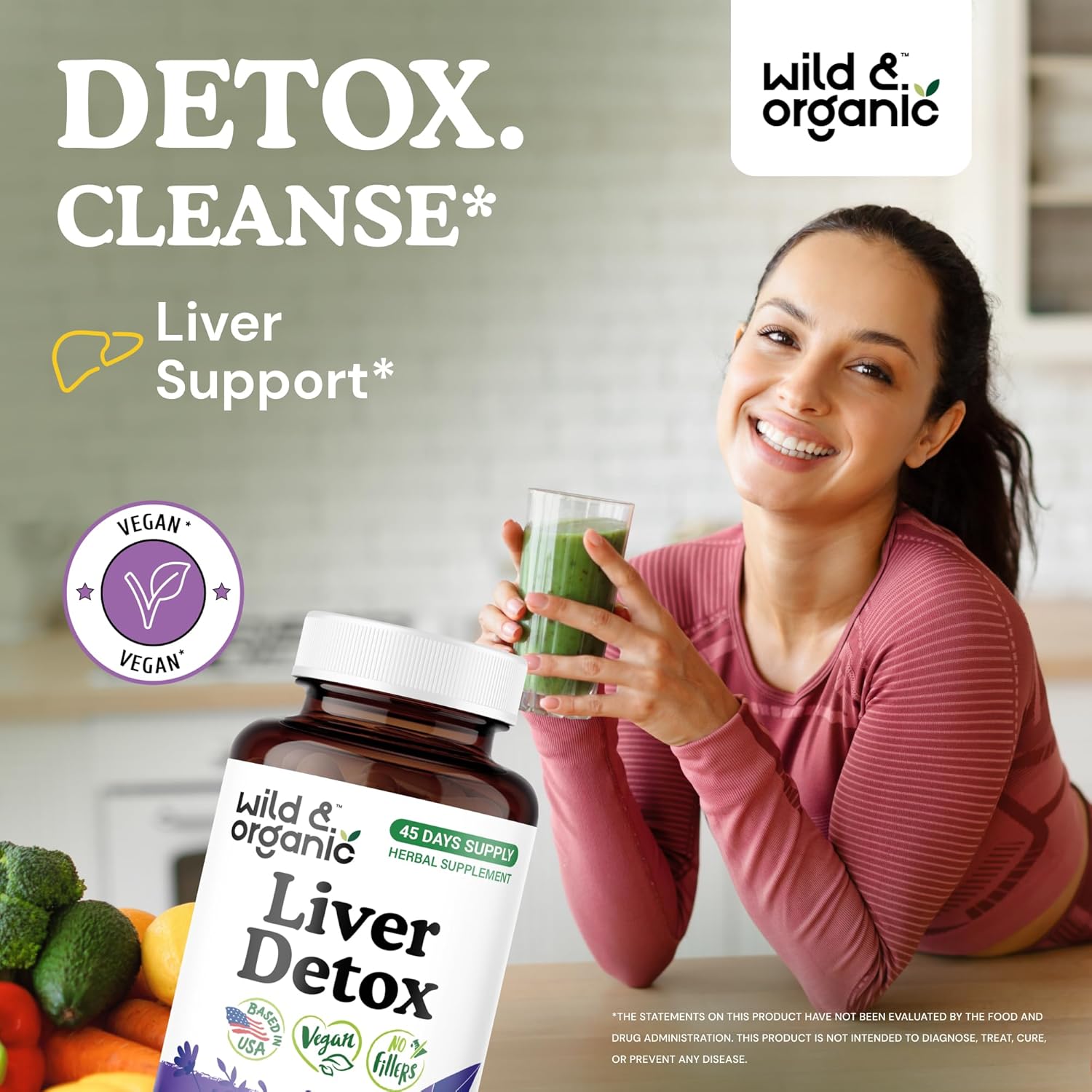 Wild & Organic Liver Detox Cleanse Capsules - Milk Thistle Silymarin, Dandelion Root Liver Support Formula - Milk Thistle Supplement - 90 Vegan Capsules - 45-Day Supply - No Fillers, Non-GMO - Image 2