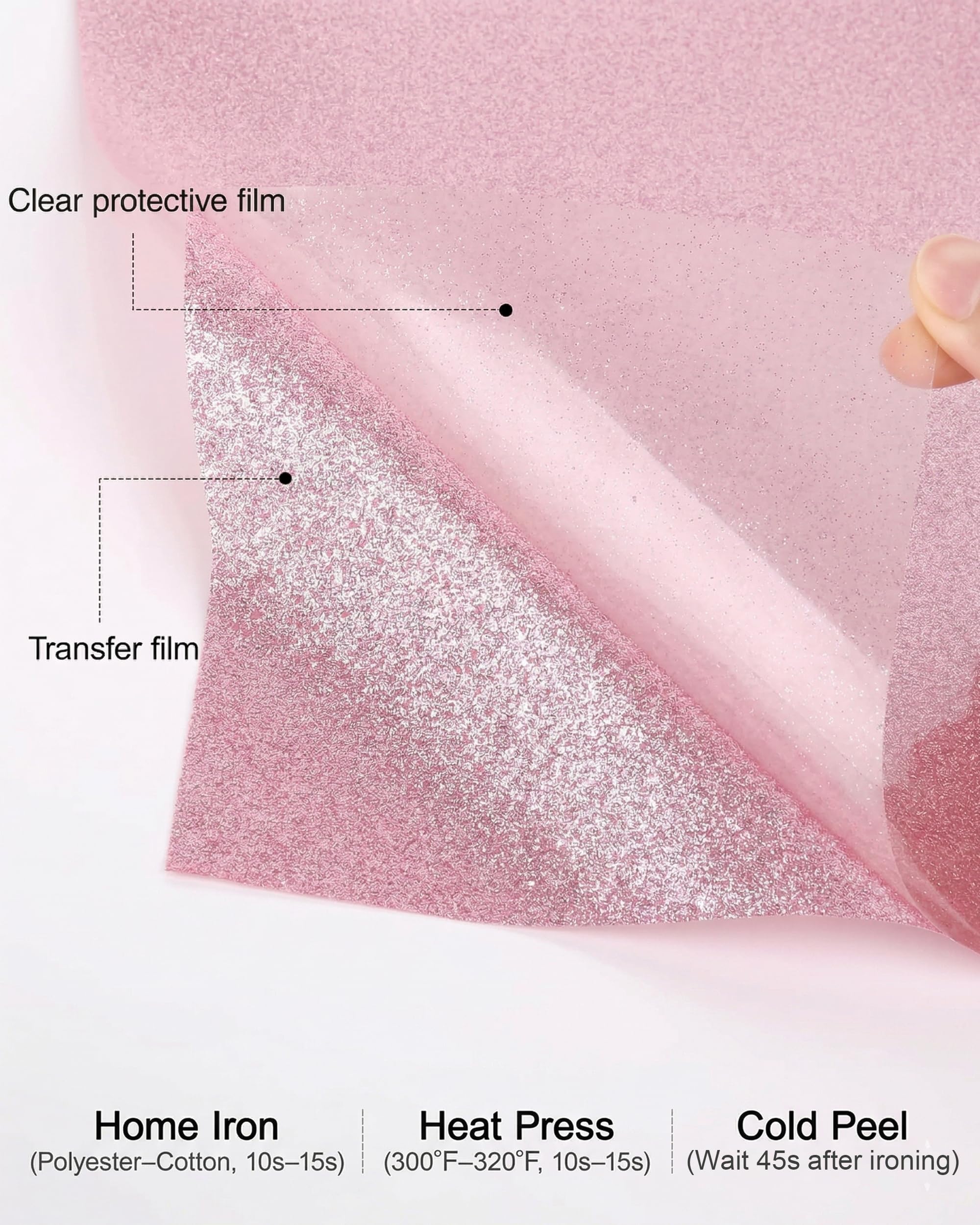 100cm x 30cm Heat Transfer Vinyl Rosa Folie Textil Plotter Bügelfolie Glitzer HTV Iron On Muster Logo Brief für T-shirts Wärmeübertragungsfolie - Glitzer Rosa Plotterfolie