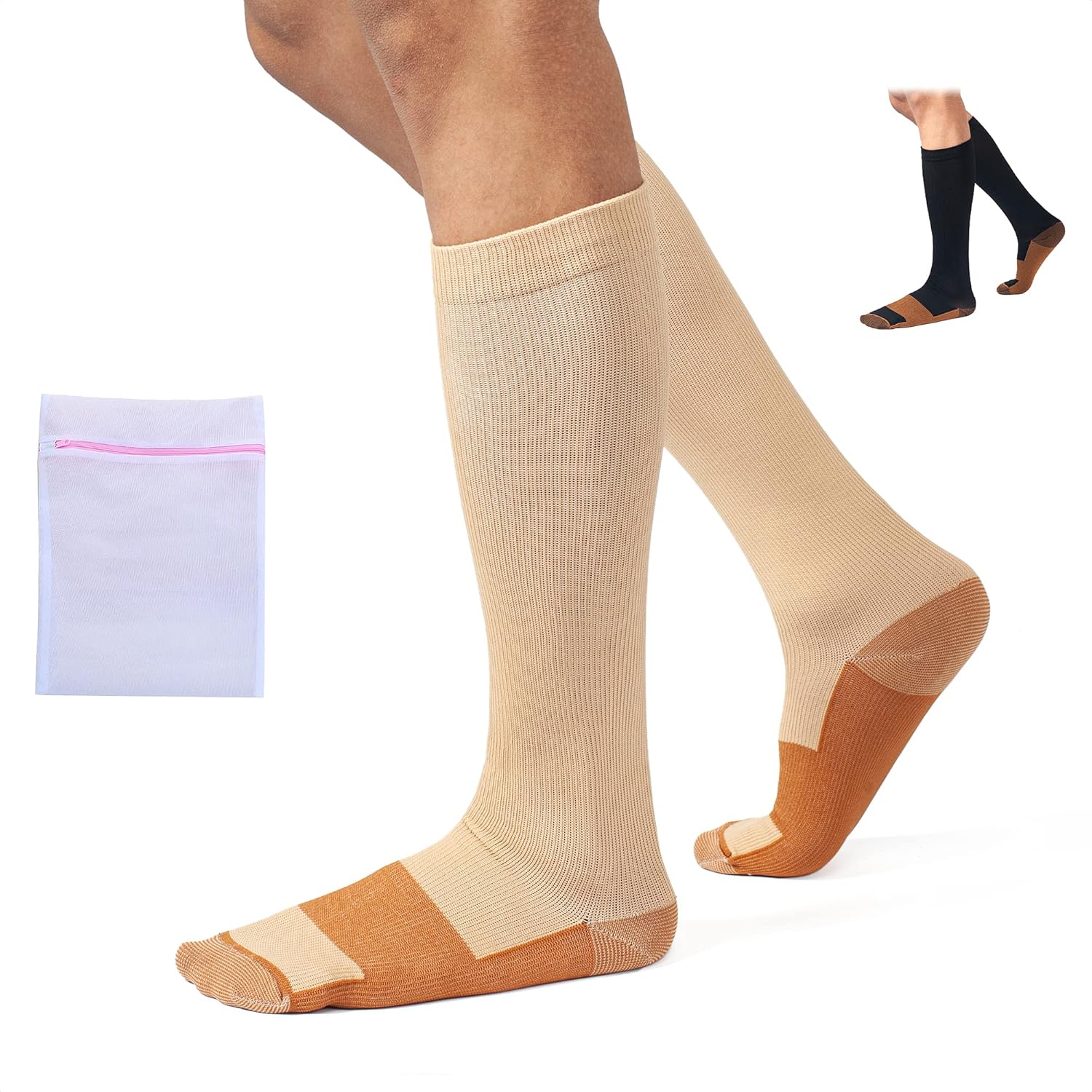 360 RELIEF Copper Infused Compression Socks for Men and Women Supports Varicose Veins, Achy