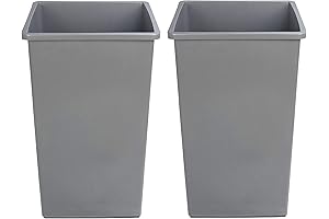 Amazon Basics 25-Gallon Square Waste Container (2-Pack) in Grey