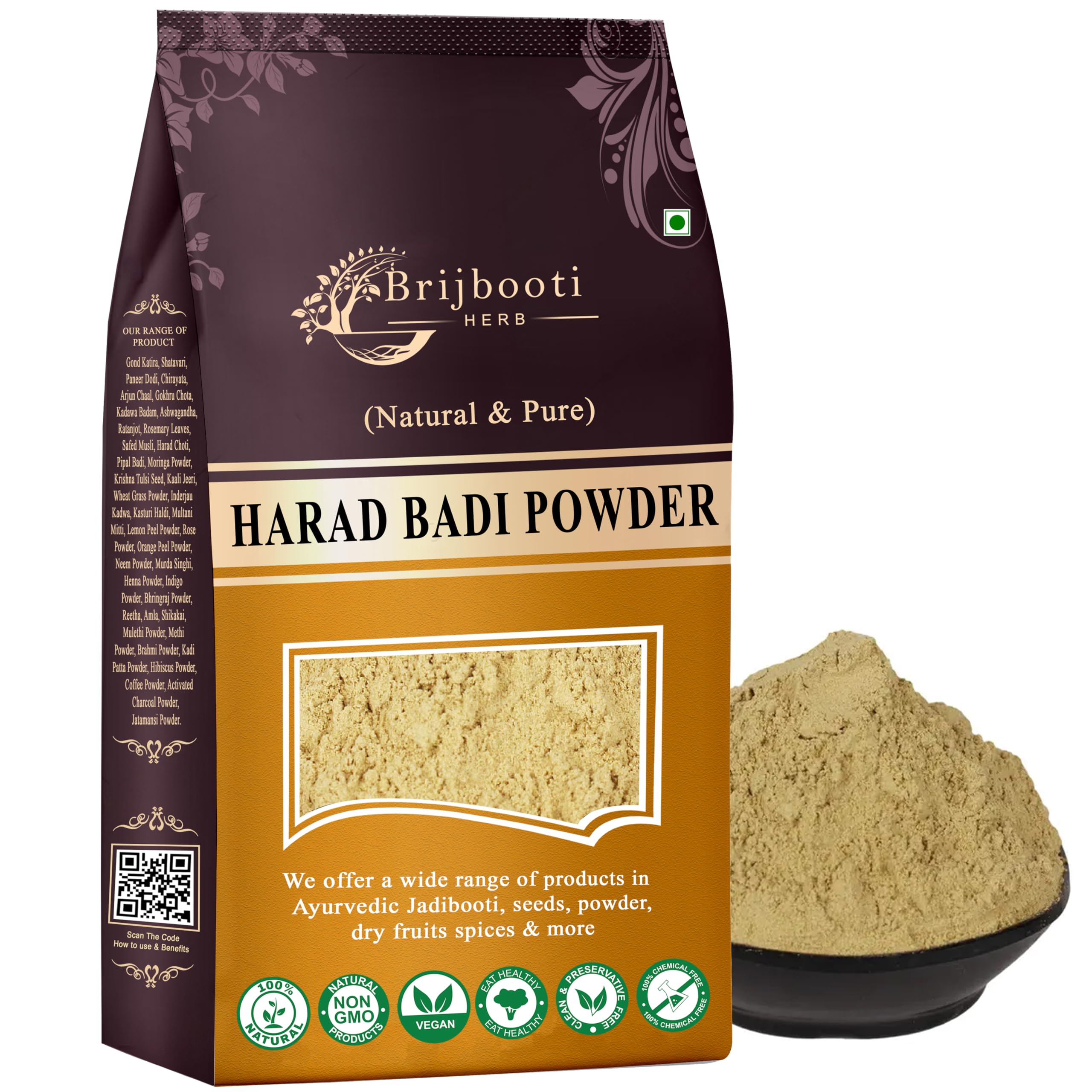 Brijbooti Badi Harad Powder 200 Gram | Haritaki Powder | Kadukkai Powder | Karakkaya | Ayurvedic Digestive Supplement