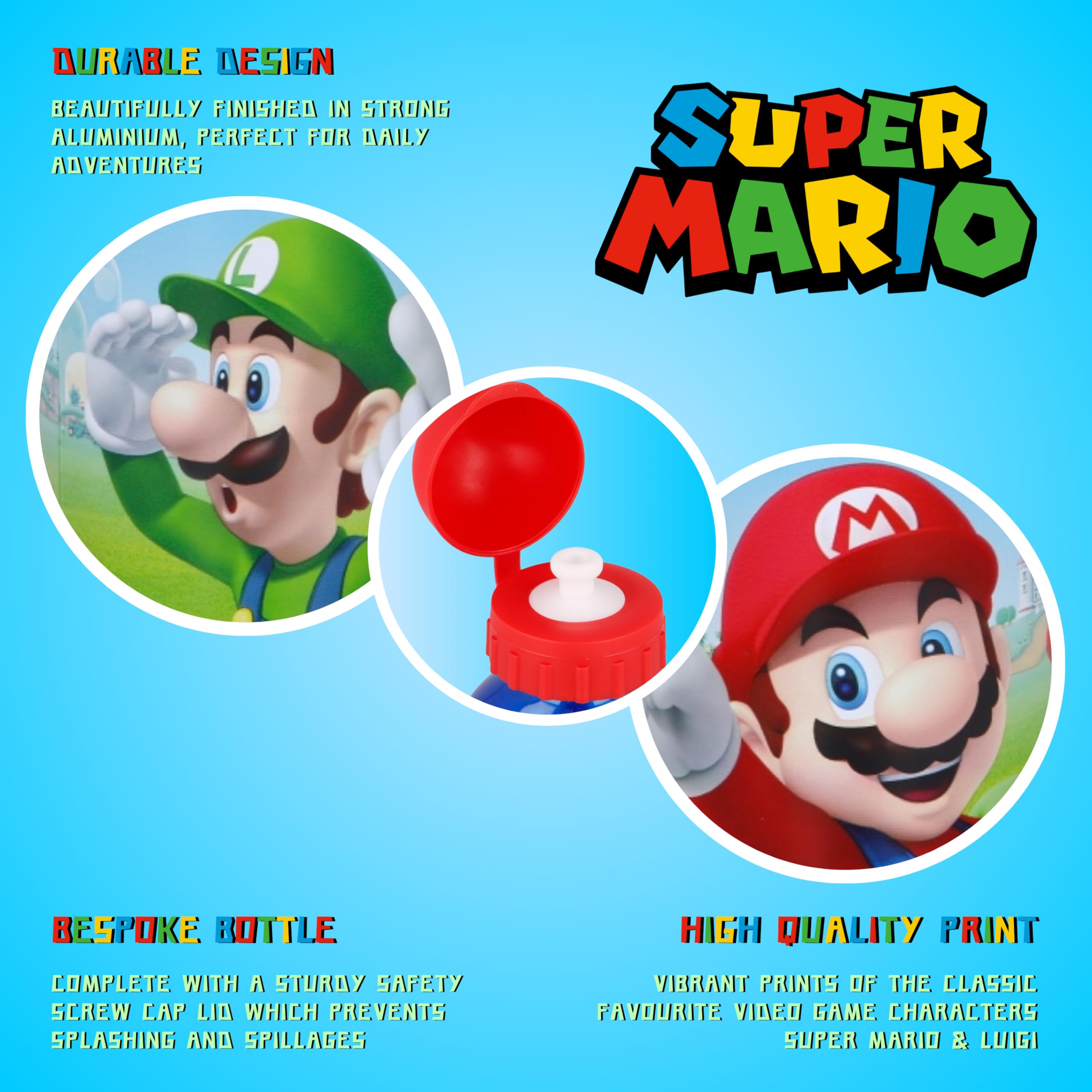 Super Mario Bouteille D'eau 580 Ml Pour Enfants, Fabriquée En Tritan Durable, Réutilisable, Sans BPA