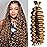 Human Braiding Hair for Boho Braids 4/27 Highlight Ombre Deep Wave Bulk Human Hair 110g 16 Inch Curly Wave Human Hair Extensions No Weft 2 Bundles/Pack