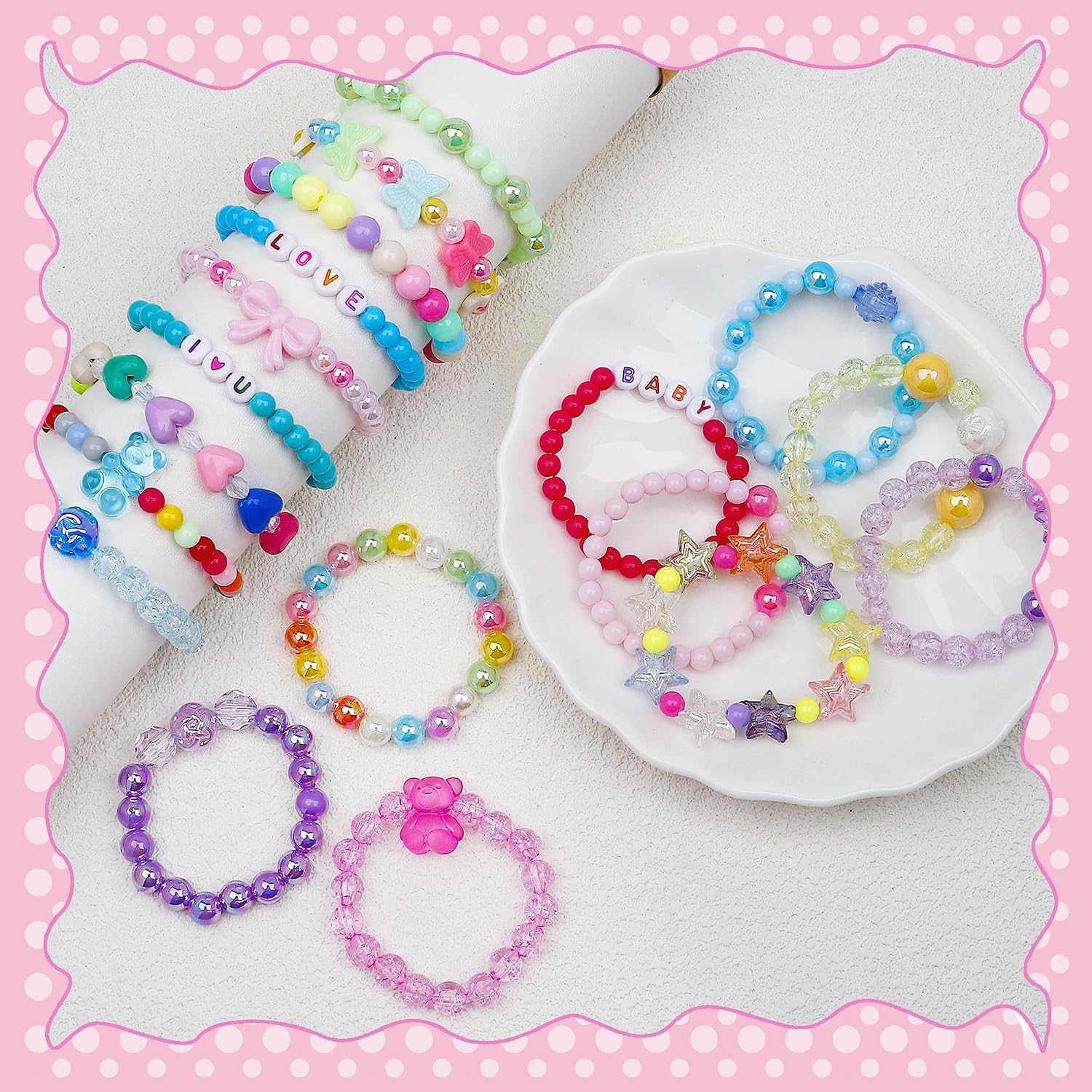 18 Pcs Kids Bracelets Girls Cute