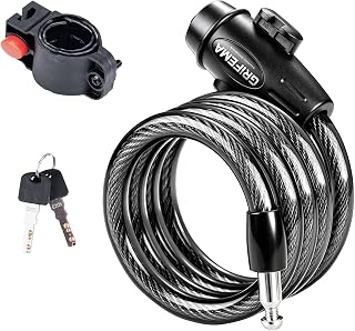 Heavy Duty Anti-Theft Bike Cable Lock, 4FT Long 1/2 Inch Thick, Key Lock with Mounting Bracket for E-Bike, Scooter, Bicycle, Gate, Fence & Outdoor Use