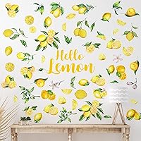 Vista 1 de Haull 6 hojas de calcomanías de pared de limón de verano, calcomanías de pared de limón para despegar y pegar, calcomanías bohemias de hojas