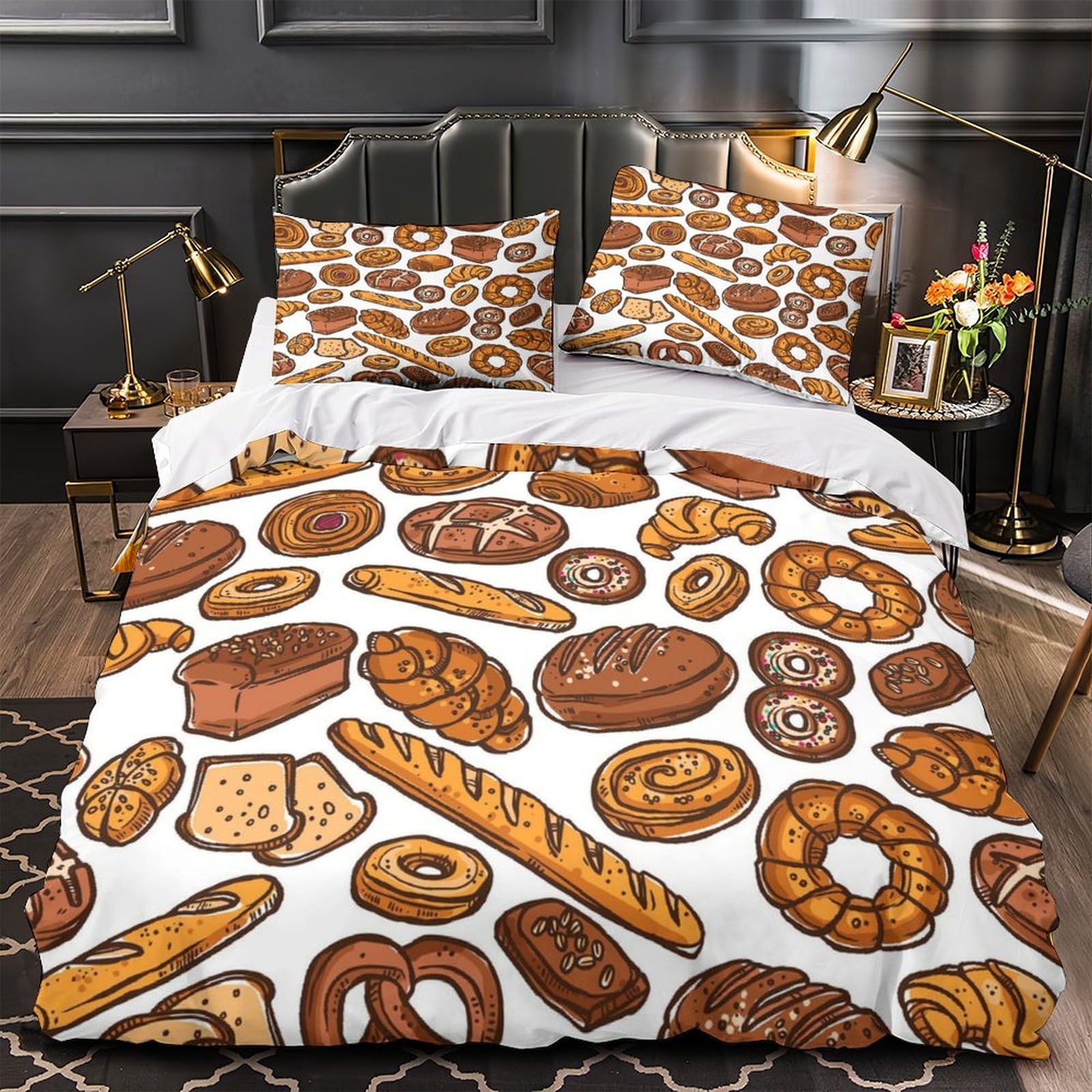 Parure de lit microfibre super douce avec impression 3D produits de boulangerie