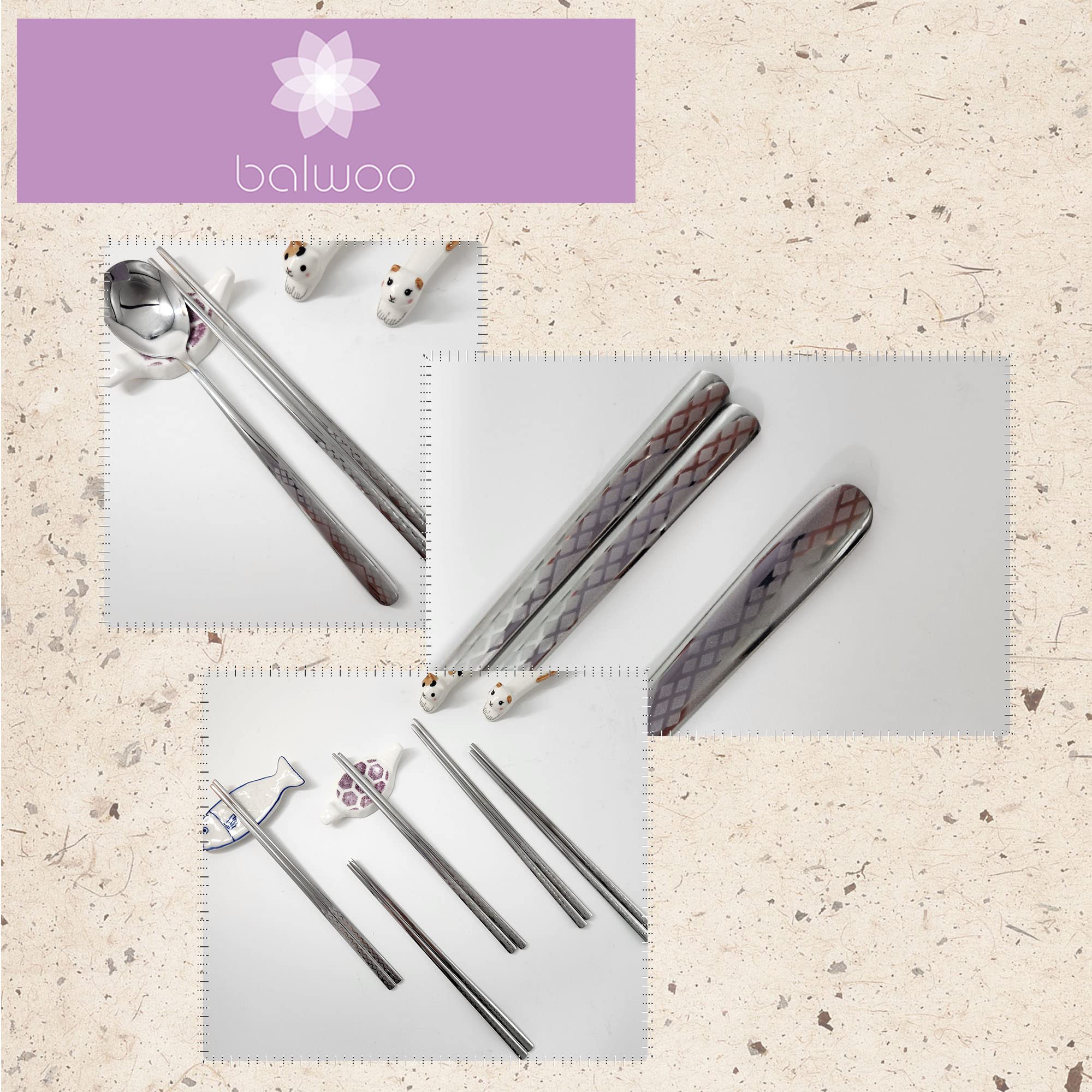Koreanisches Essstäbchen & Löffel-Set – Bambus-Design, Titan-Goldbeschichtung, 304 Edelstahl, 2 Sets