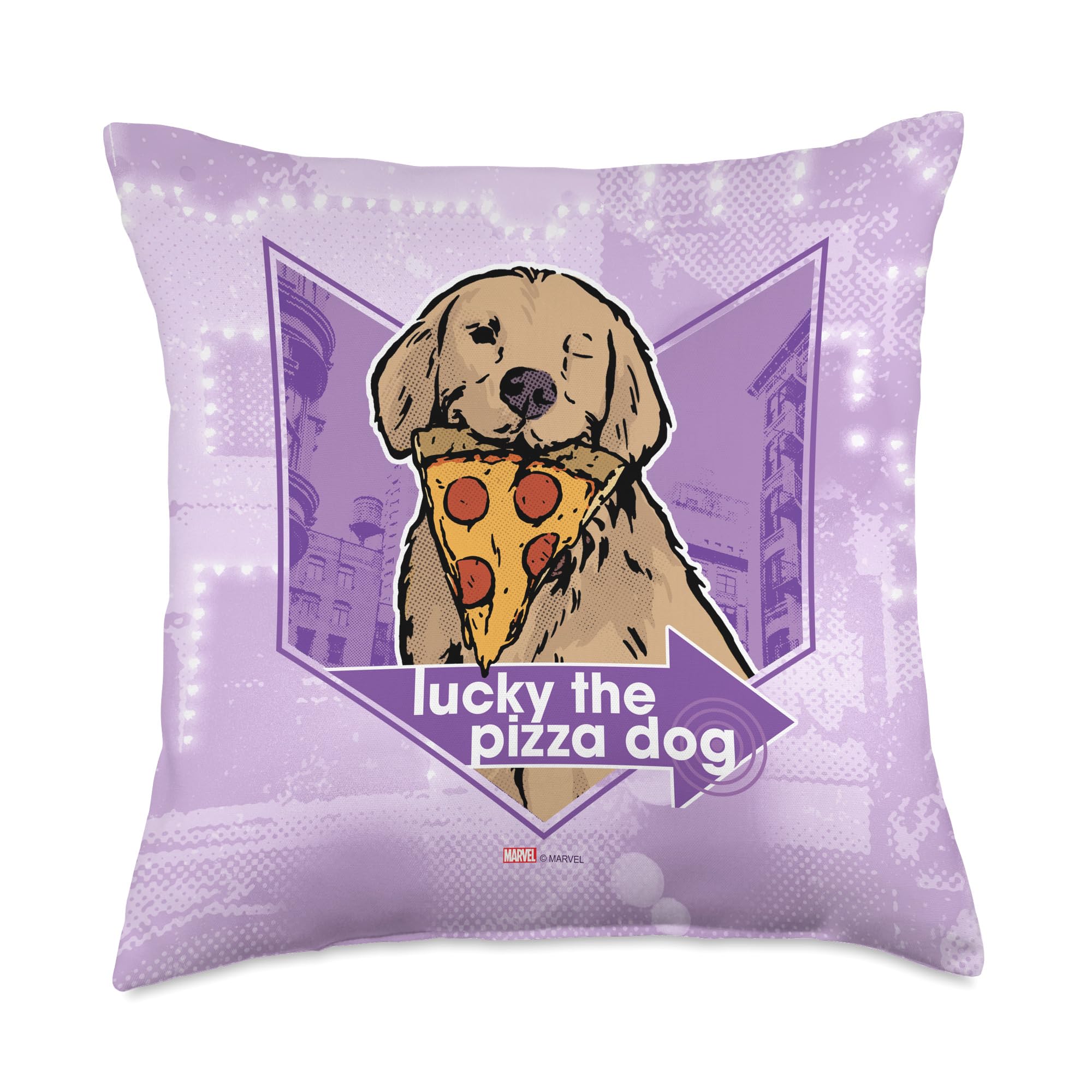 Coussin Marvel Hawkeye Lucky, le cadeau idéal de 45x45 cm pour fan de comics
