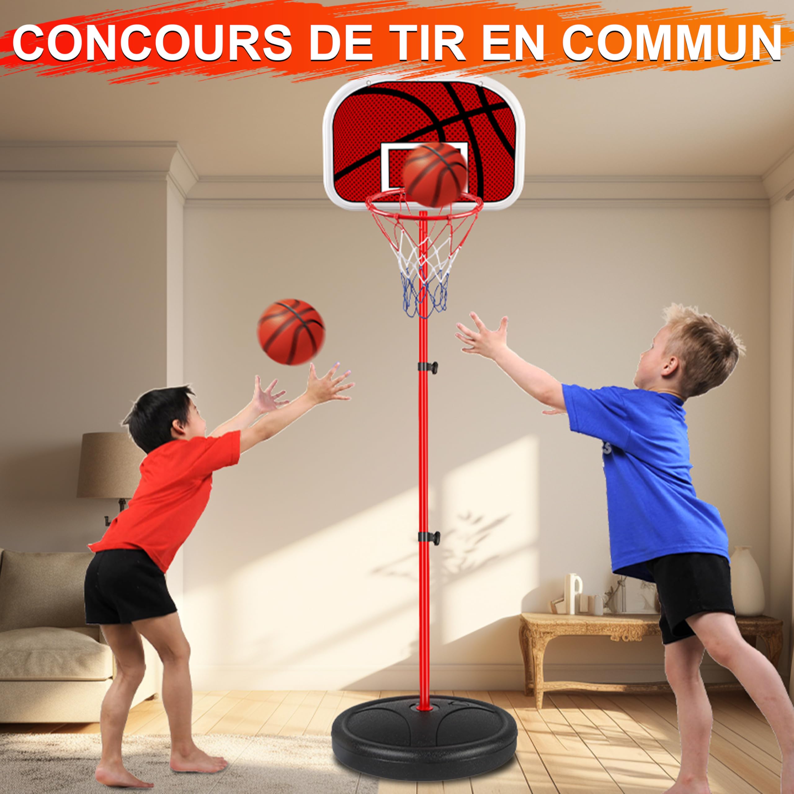 Aragallant Panier De Basket pour Enfants, Panier De Basket Réglable en Hauteur, Sac de Boxe Debout, 2 en 1 Jouet de Sport pour Extérieur Intérieur, Cadeaux pour Garçons et Filles pour 4 à 12 Ans