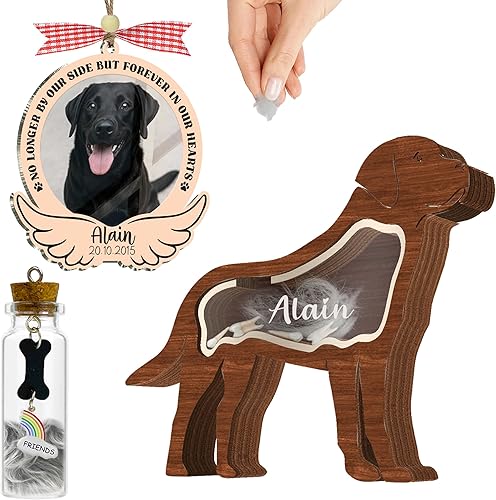 Miniatura 9 de Caja de sombra de regalo conmemorativo para mascotas de 8.6 pulgadas, soporte para collar negro, marco de fotos, kit de tinta de pata de mascota,