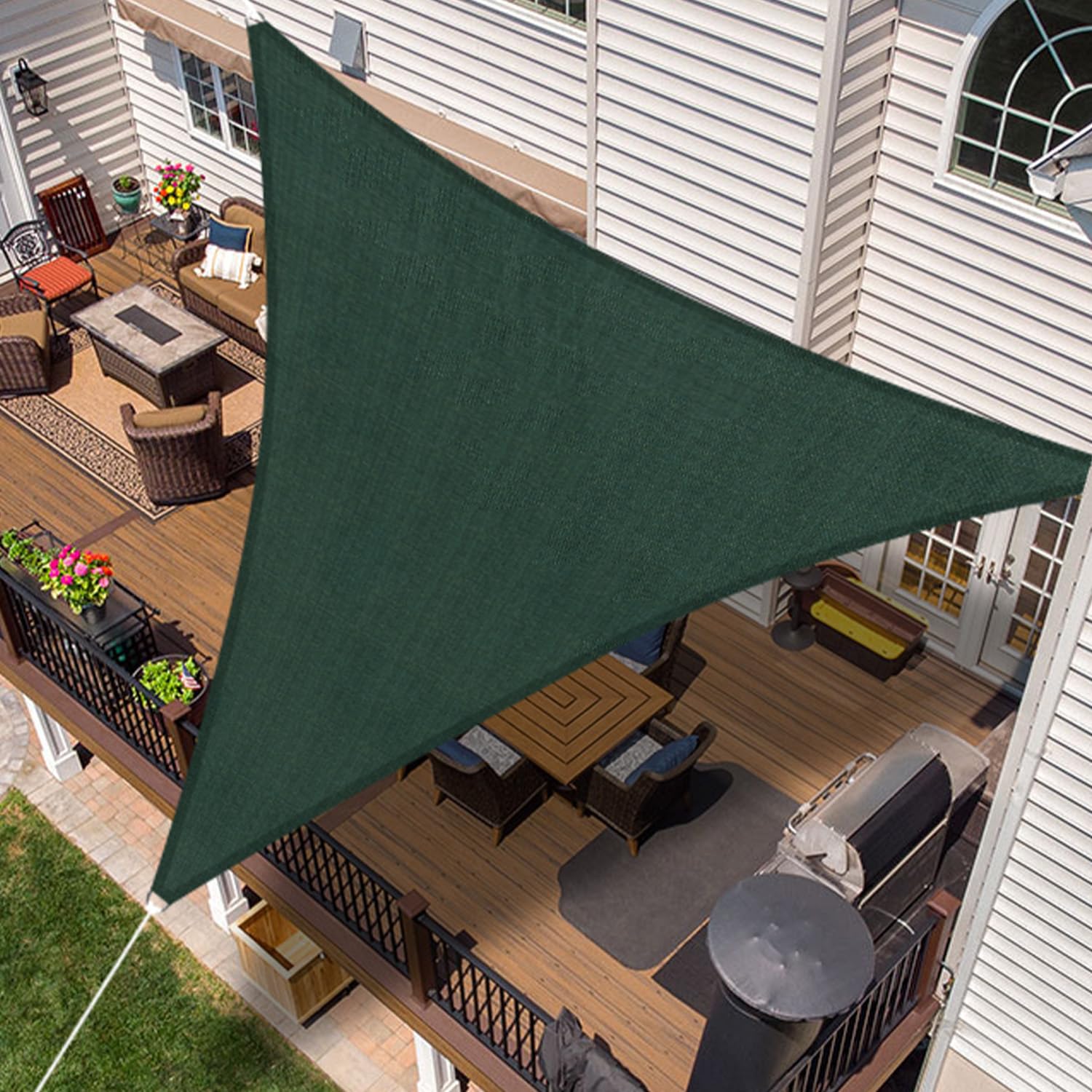 FLORALEAF Sun Shade Sail Green 12'x12'x12' Triangle Heavy Duty Canopy UV Block Sun Shade Air Permeable Cloth for Outdoor Patio Garden Backyard Awning