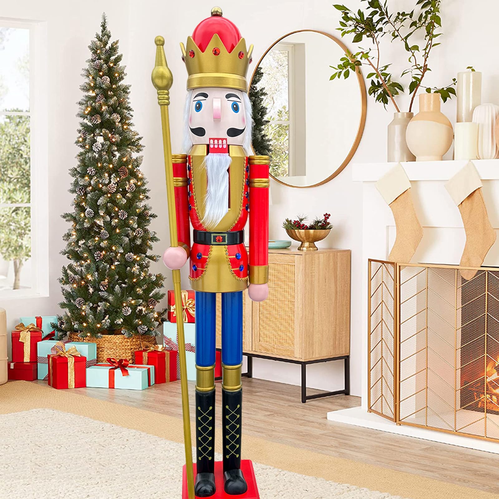 Figurine géante de Casse-Noisette en Bois 150cm King Red K01.